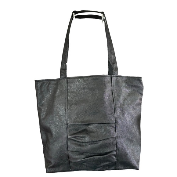 Scrunched Pleat Faux Leather Fashion Tote Bag - Picture 2 of 7